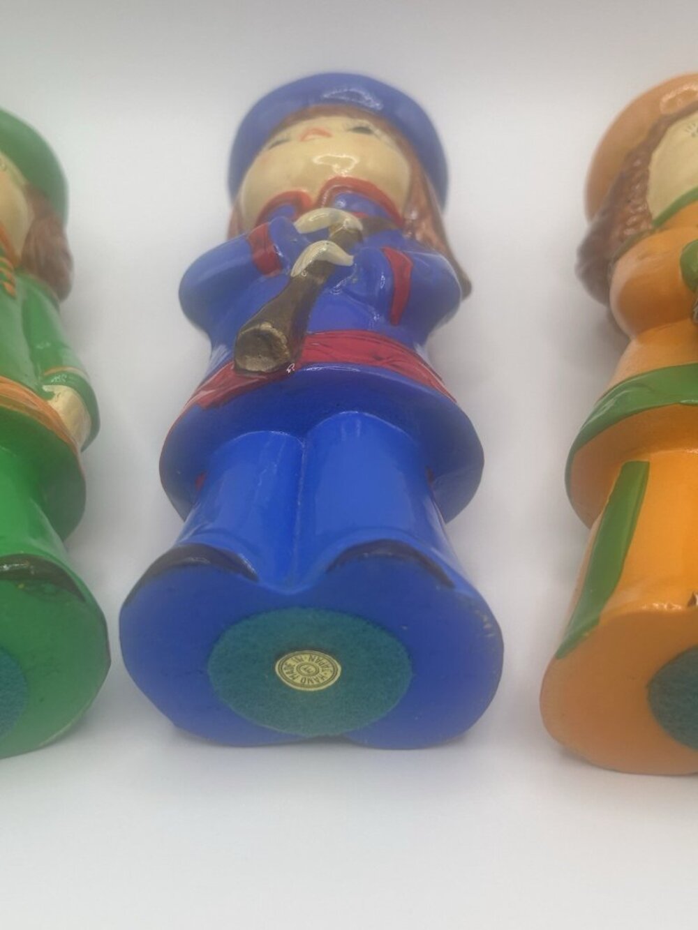 3 Mid Century Paper Mache Plaster Band Figurines Marching Christmas Japan Vntg - Picture 9 of 16